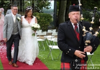 Alan playing the pipes at Peter & Denise's wedding